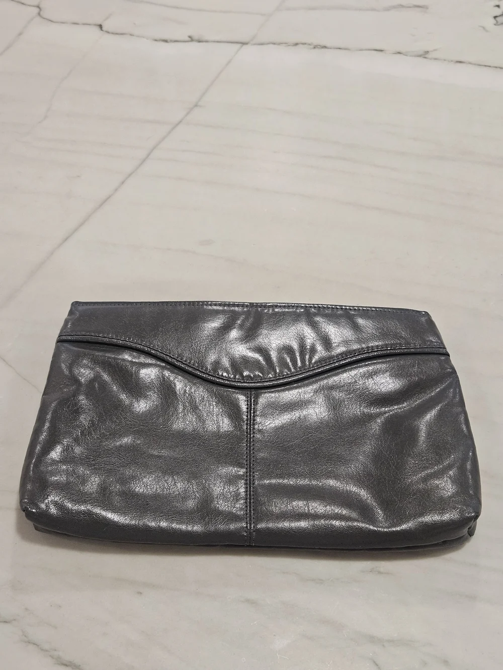 Charisma Metallic Charcoal Leather Clutch